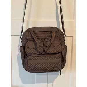 Lug Mini Puddle Jumper Crossbody Bag dark green Quilted Tote Travel Handbag